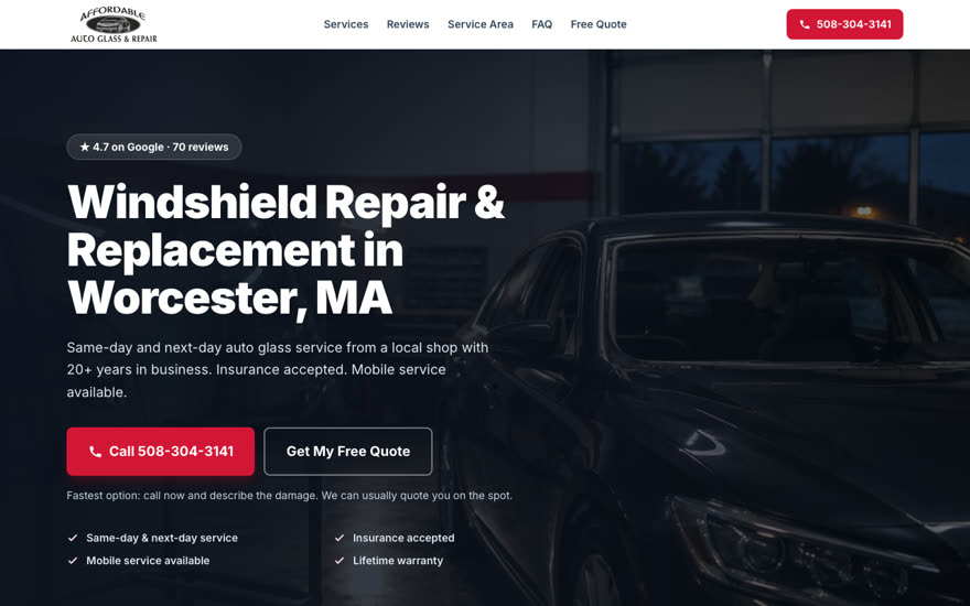 Affordable Auto Glass website