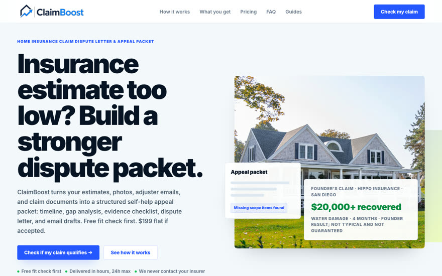 ClaimBoost website
